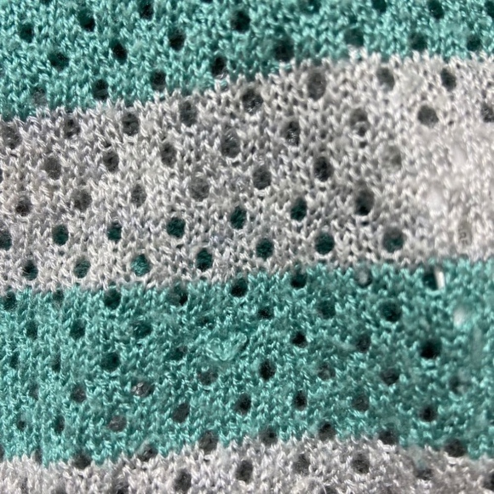 Converse‎ One Star Large Women’s Crochet Knit Striped Sweater Gray Mint - Picture 4 of 10
